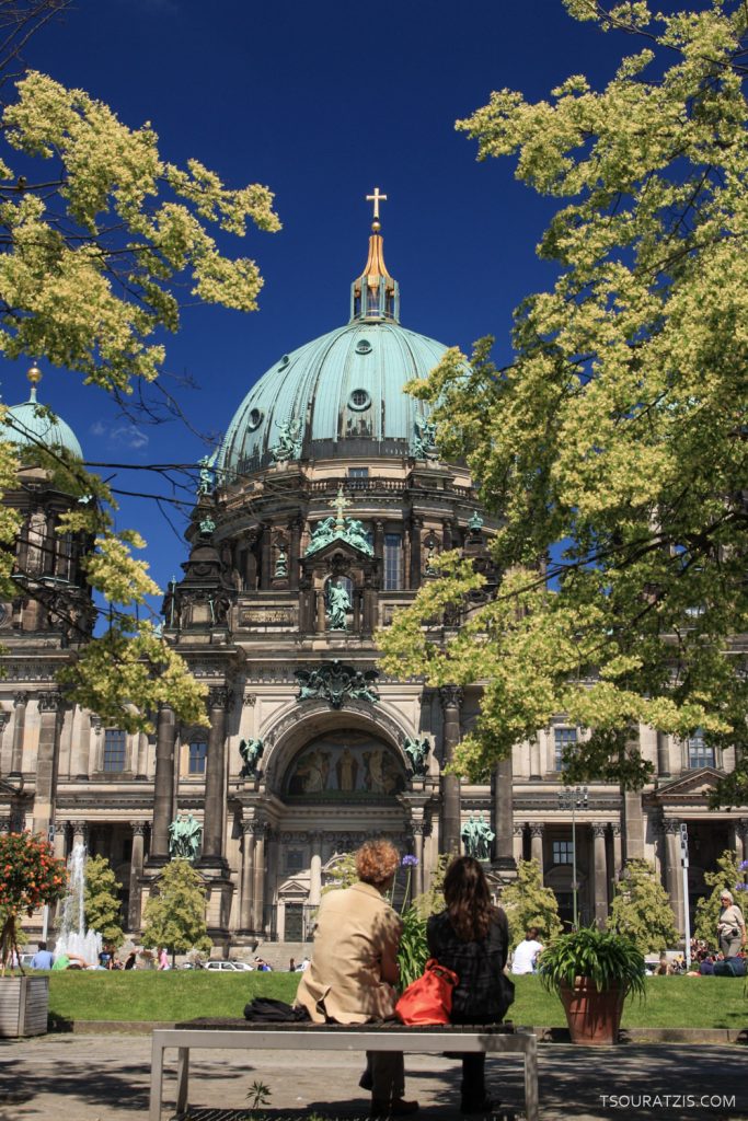 Berliner Dom Berlin couple on bench German capital Deutschland