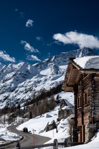 On our way to Arolla ski station Valais Swiss Alps Switzerland