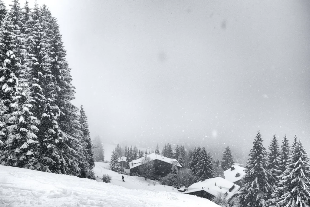 Villars ski station valley run in the Swiss Alps alpes vaudoises