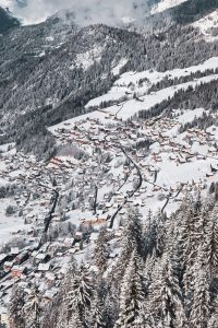 Chatel village and ski resort during winter in the portes du soleil french alps