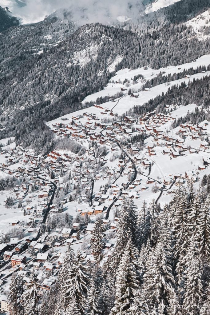 View to Chatel village in the French Alps during winter
