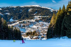 Les Gets ski station in the French Alps red run