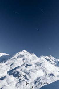 Air traffic over the ski station of Courchevel and the French Alps