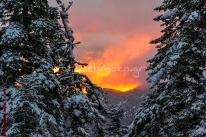 Ηλιοβασίλεμα Παρνασσός προς Αράχωβα