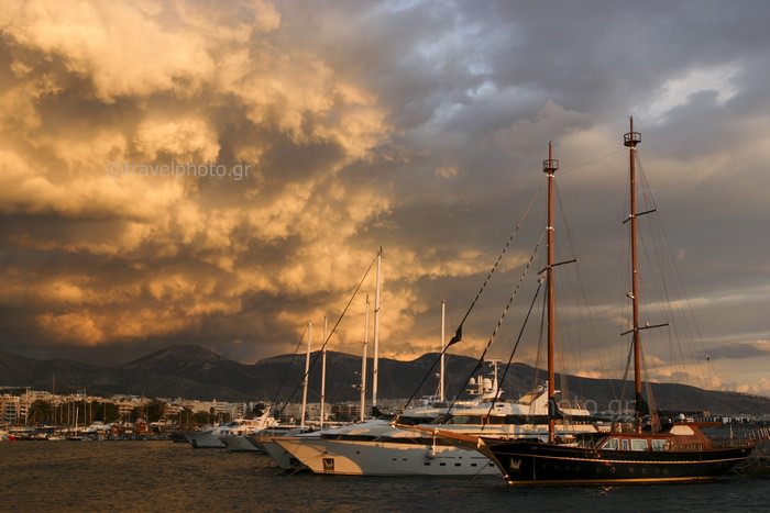 Clouds gather over Athens and Alimos marina