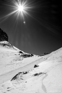 Glacier 3000 Swiss Alps Vaud Valaisane ski station red run under the sun
