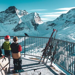 Langfluh area at 2870 meters view to the glacier at Saas-Fee