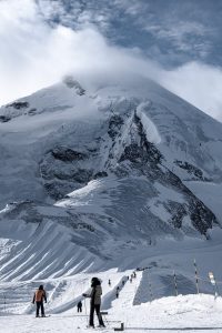 Allalinhorn mountain at 4,027 meters, view from Mittelallalin at 3500 meters