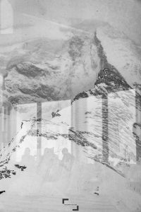 Mittelallalin from revolving 360 view restaurant. Saas-Fee ski station